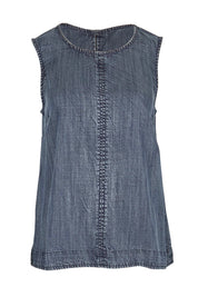 Product shot of the The Luxe Lyocell Tank – Indigo in colour Indigo, from the front