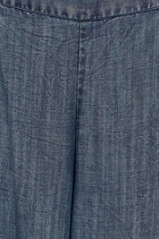 Product shot of the The Luxe Lyocell Pull On Wide Leg Pant – Indigo in colour Indigo, showing detail