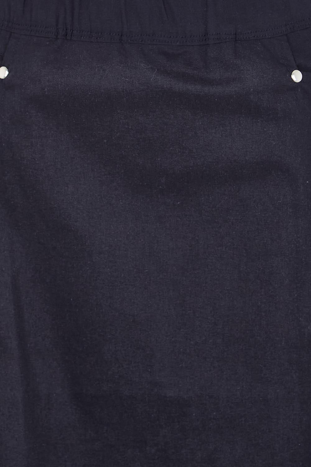Product shot of the The Lightweight Cotton Blend Stretch Skirt – Navy in colour Navy, showing detail