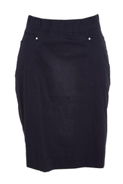 Product shot of the The Lightweight Cotton Blend Stretch Skirt – Navy in colour Navy, from the front