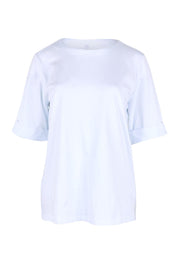 Product shot of the The Keepers Relaxed Fit Tee – White in colour White, from the front