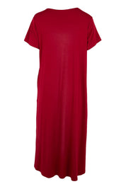 Product shot of the The Easy Wear Bamboo Tee Dress – Cherryred in colour Cherryred, from the back