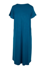 Product shot of the The Easy Wear Bamboo Tee Dress – Marine in colour Marine, from the back