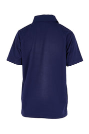 Product shot of the The Keepers Polo Tee – Navy in colour Navy, from the back