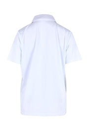 Product shot of the The Keepers Polo Tee – White in colour White, from the back