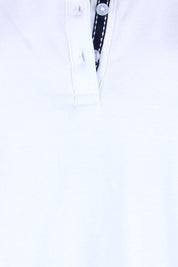 Product shot of the The Keepers Polo Tee – White in colour White, showing detail