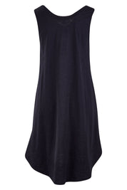 Product shot of The Sleeveless Swing Dress in colour WashBlack (Black), from the back