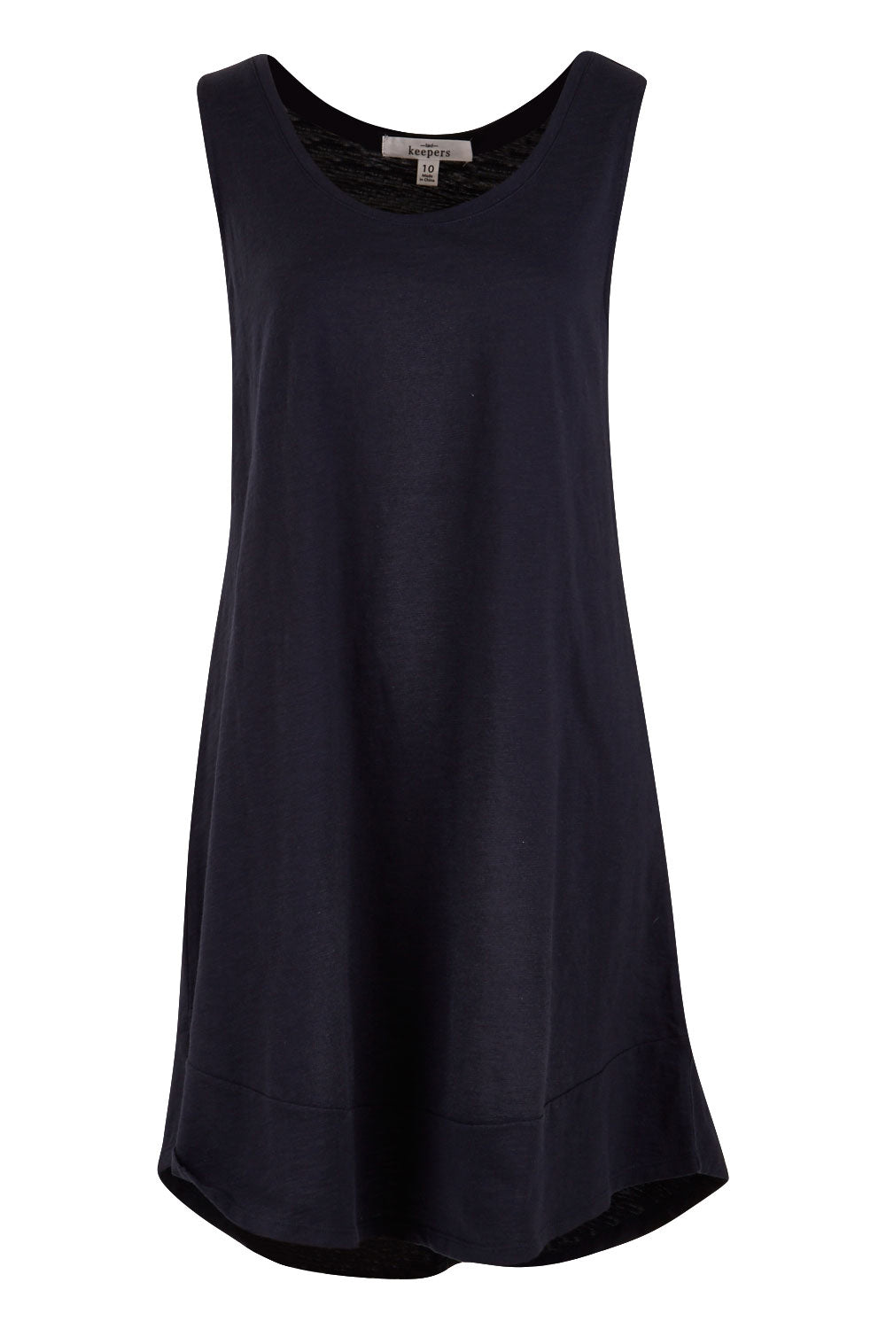 Product shot of The Sleeveless Swing Dress in colour WashBlack (Black), from the front