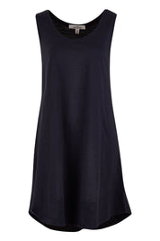 Product shot of The Sleeveless Swing Dress in colour WashBlack (Black), from the front