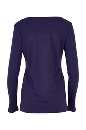Product shot of The Long Sleeve Scoop Neck Tee in colour IndigoBlue (Blue), from the back