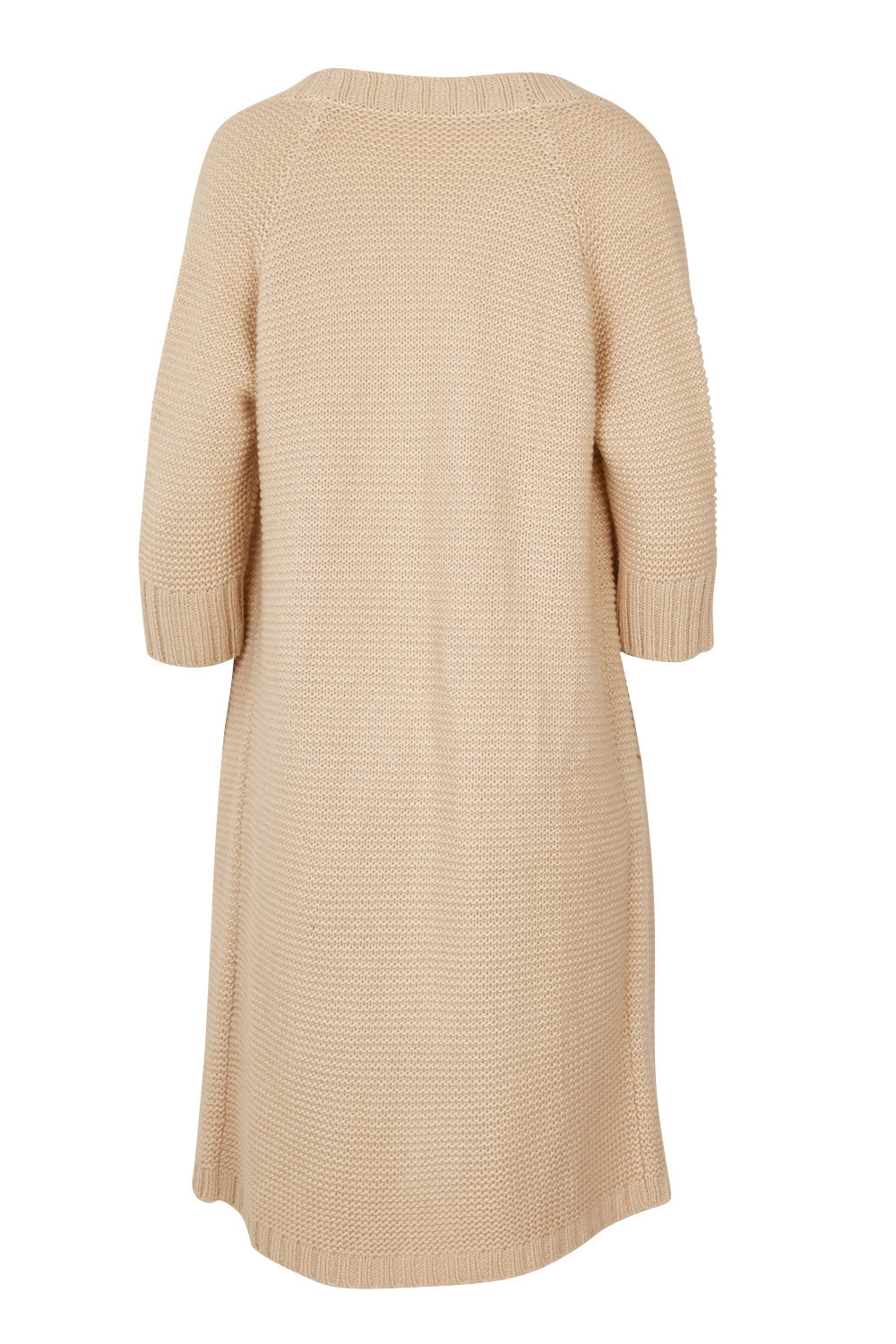 Product shot of The Half Sleeve Cardigan in colour Oatmeal, from the back