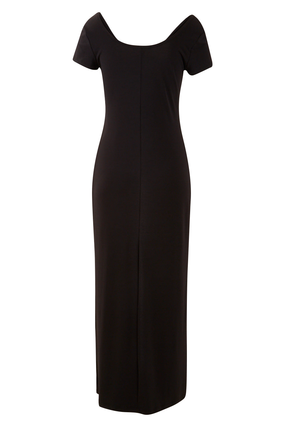 Product shot of The Cap Sleeve Maxi Dress in colour Black (Black), from the back