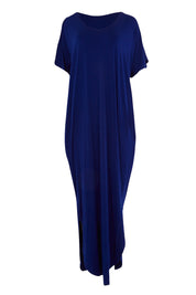 Product shot of The Shoulder Splice Maxi Dress in colour Sapphire (Blue), from the front