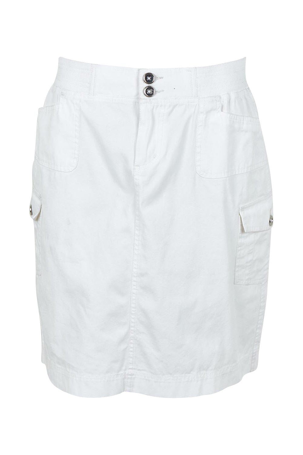 Product shot of The Cotton Cargo Skirt in colour White (White), from the front