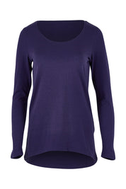 Product shot of The Relaxed Long Sleeve Tee in colour IndigoBlue (Blue), from the front