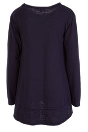 Product shot of The Long Sleeve Swing Tee in colour DenimBlue (Blue), from the back