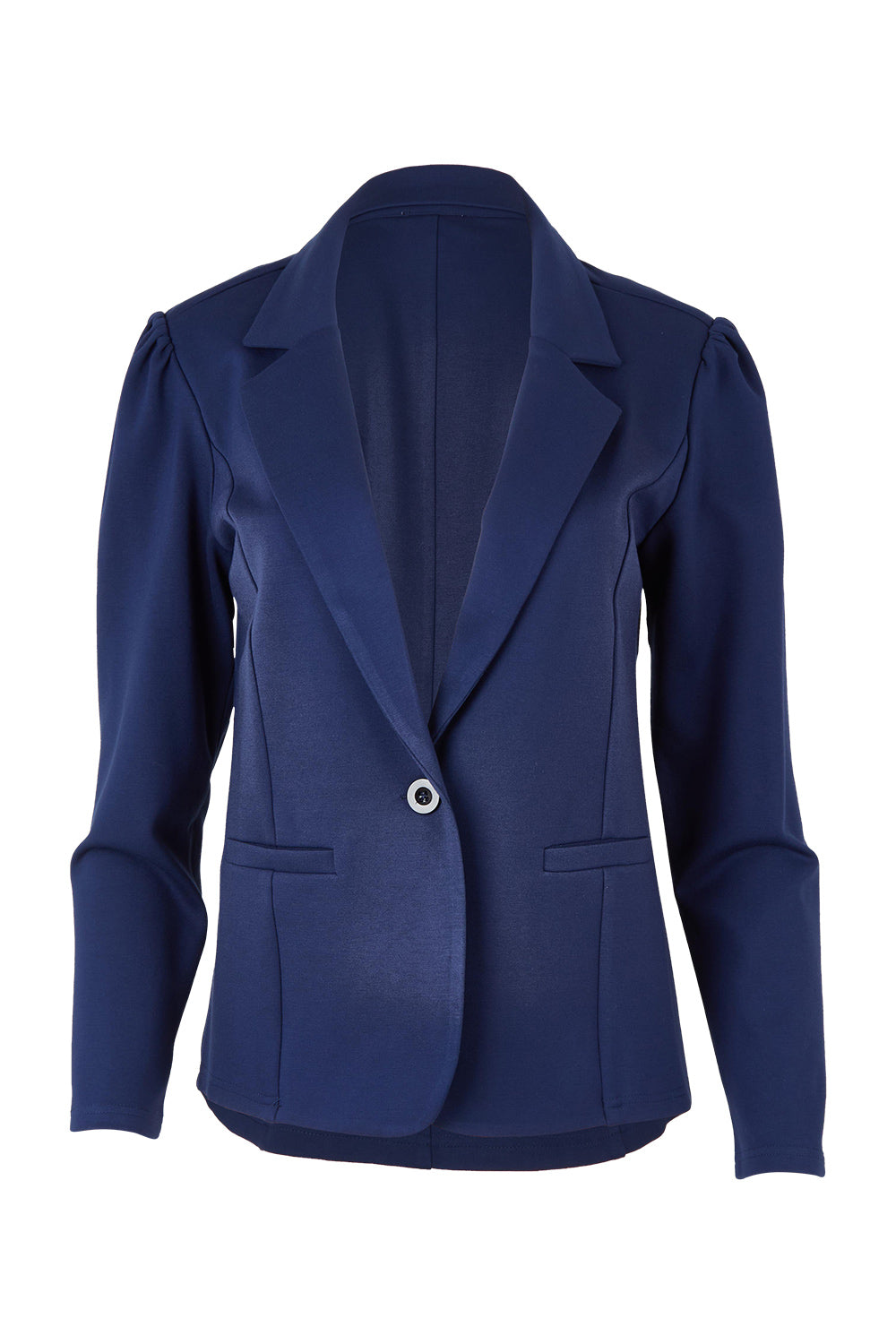 Product shot of The Ponte Blazer in colour Navy (Blue), from the front