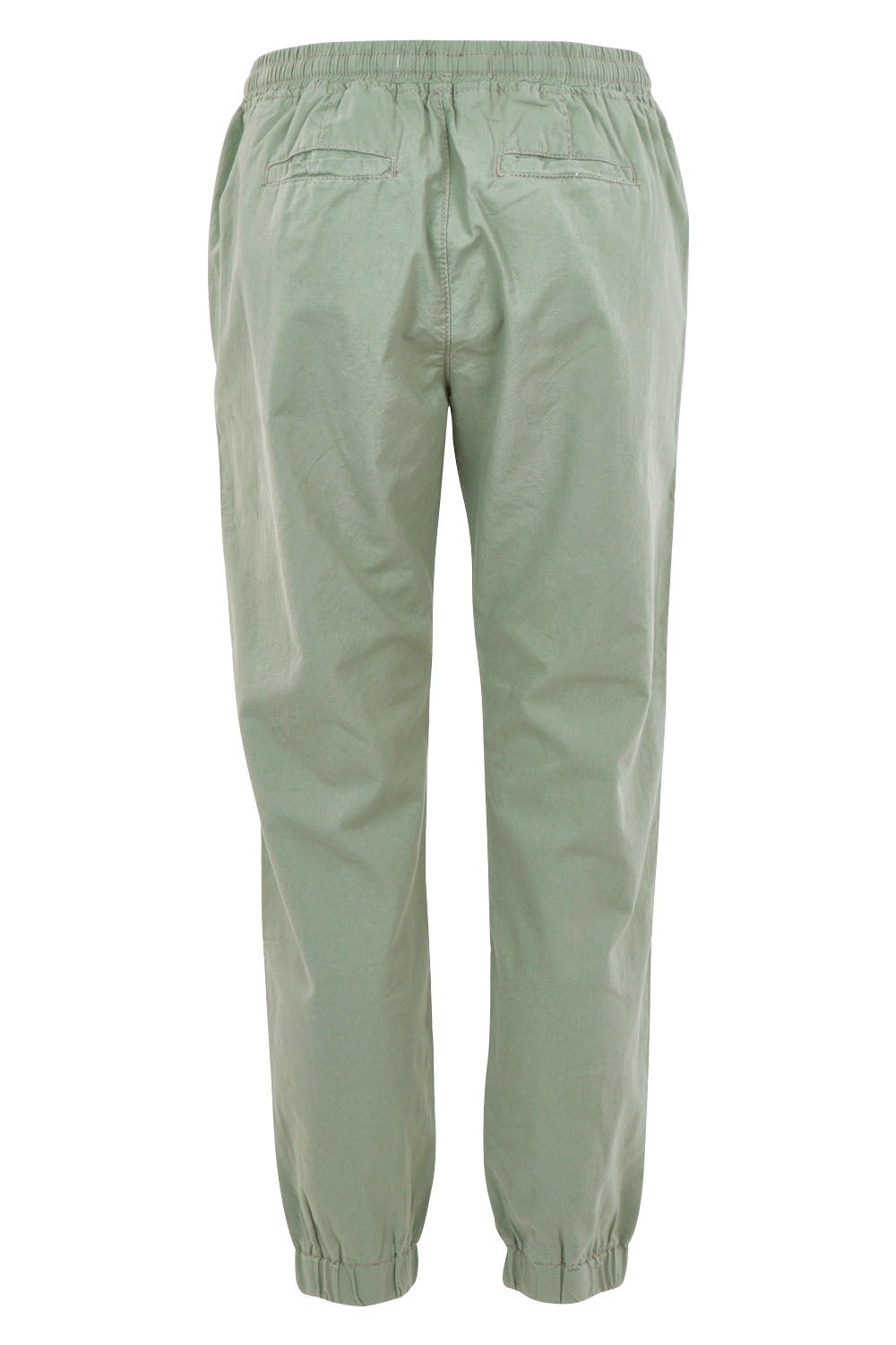 Product shot of The Weekender Pant in colour Khaki (Green), from the back