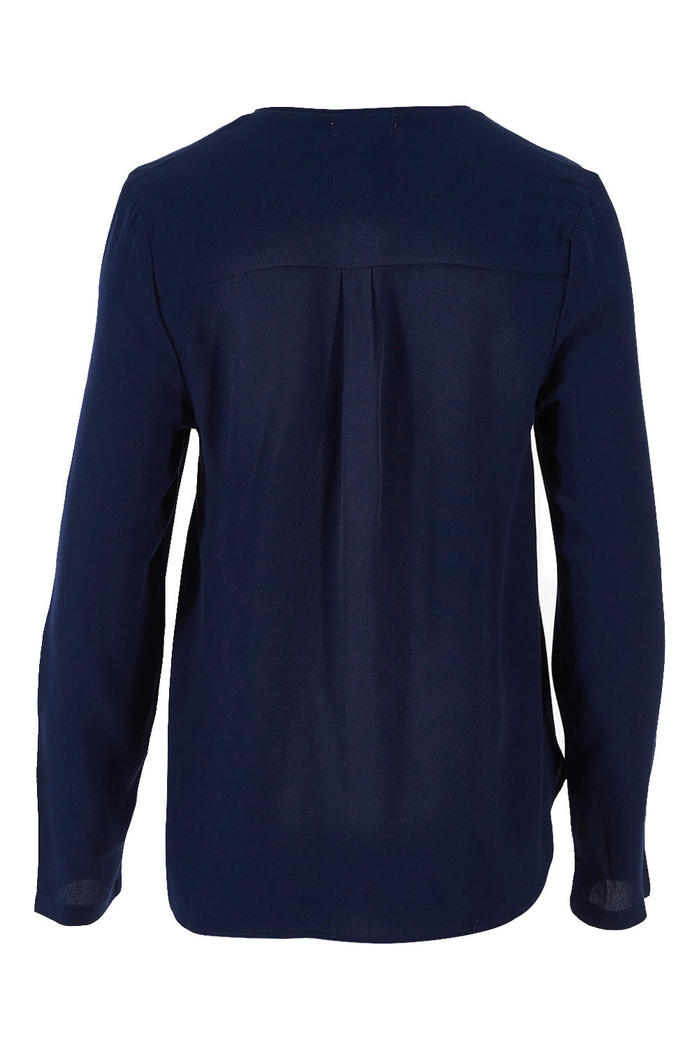 Product shot of The Zip Front Blouse in colour Navy (Blue), from the back