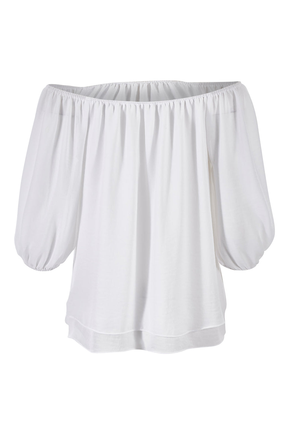 Product shot of The Double Layer Top in colour White (White), from the back