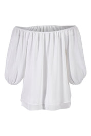 Product shot of The Double Layer Top in colour White (White), from the back
