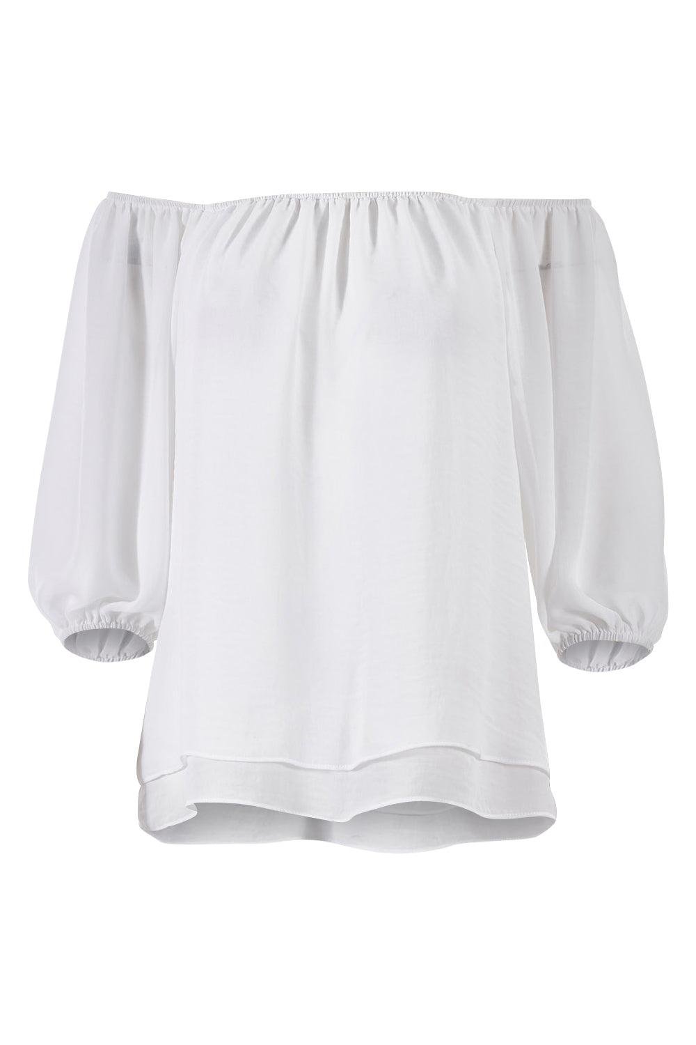 Product shot of The Double Layer Top in colour White (White), from the front
