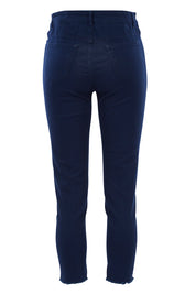 Product shot of The Skinny Step Hem Jean in colour Blue (Blue), from the back