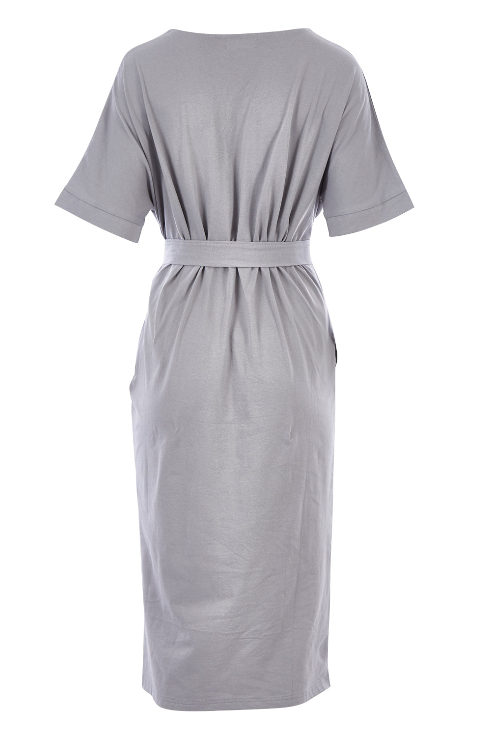 Product shot of The Straight Hem Day Dress in colour Grey (Grey), from the back