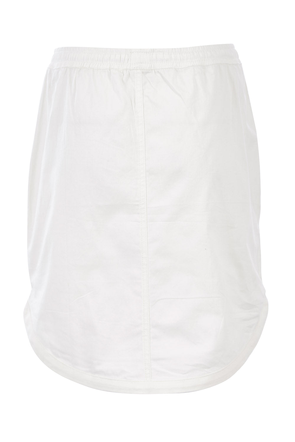 Product shot of The Curved Hem Drawstring Skirt in colour White (White), from the back