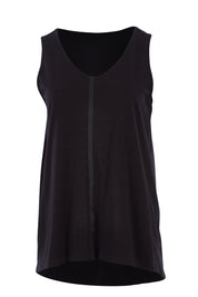 Product shot of The Cotton Bamboo Tank in colour Black (Black), from the front