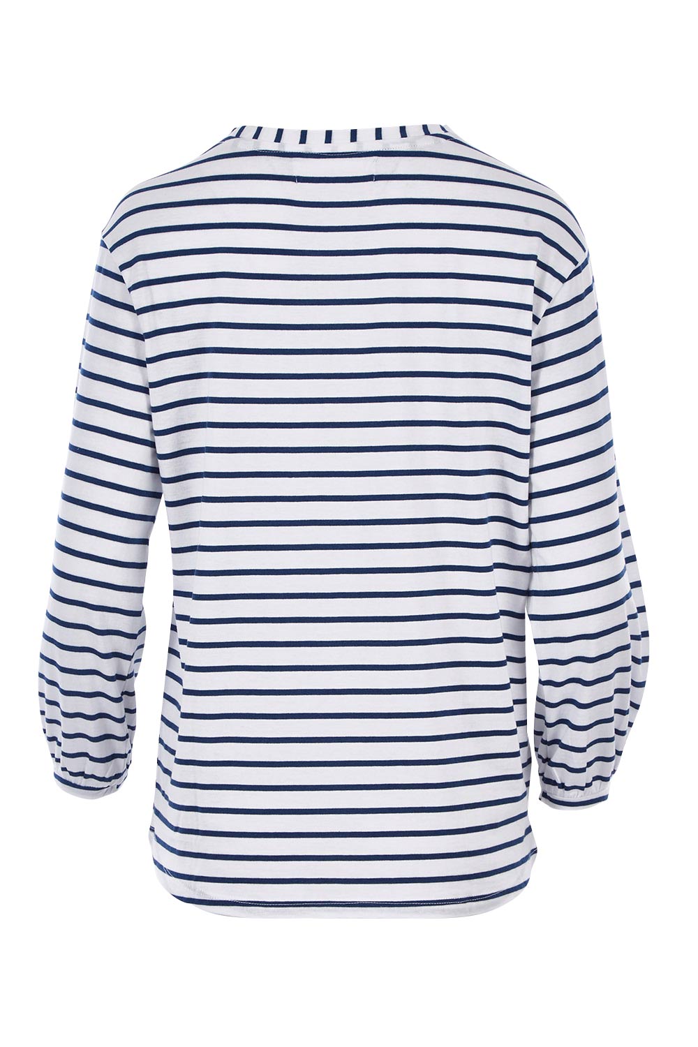 Product shot of The Cotton Bamboo L/S Top in colour NavyStripe (Blue), from the back