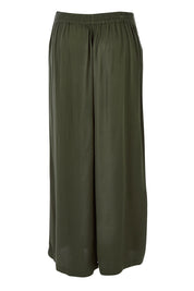 Product shot of The Wide Leg Relaxed Pant in colour Khaki (Green), from the back