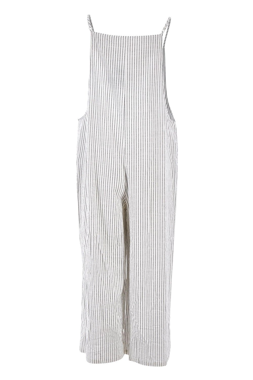 Product shot of The Easy Day Jumpsuit in colour Whtstripe (White), from the back