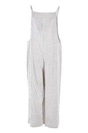 Product shot of The Easy Day Jumpsuit in colour Whtstripe (White), from the back