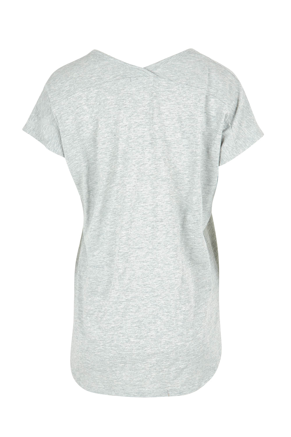 Product shot of The Basic Cotton Blend Tee in colour Greymarle (Grey), from the back