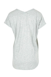 Product shot of The Basic Cotton Blend Tee in colour Greymarle (Grey), from the back