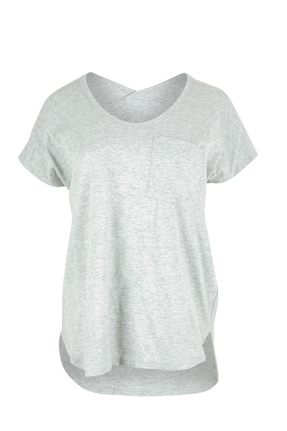 Product shot of The Basic Cotton Blend Tee in colour Greymarle (Grey), from the front
