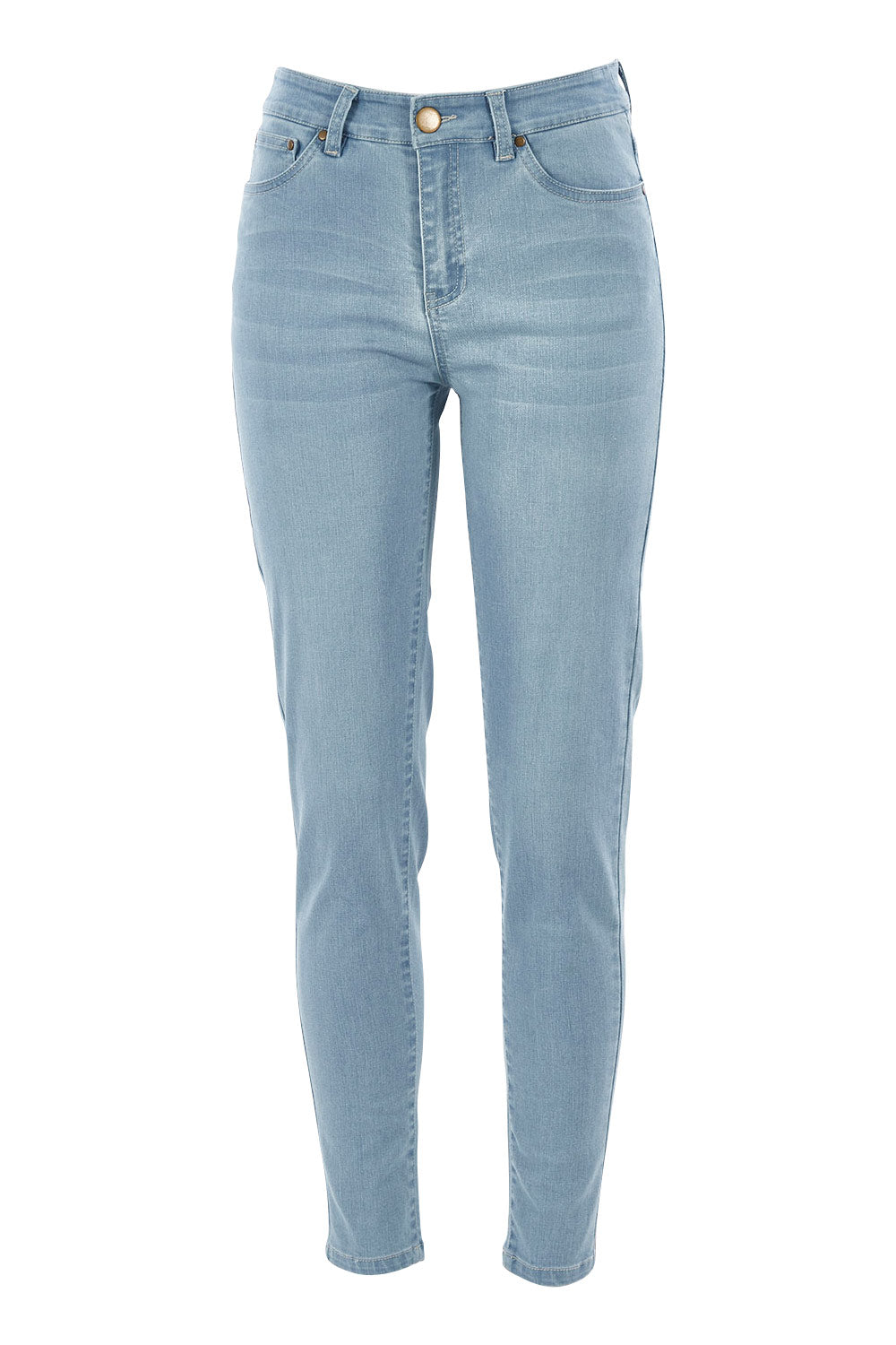 Product shot of The Mid Rise Skinny Jean in colour Lightdenim (Blue), from the front