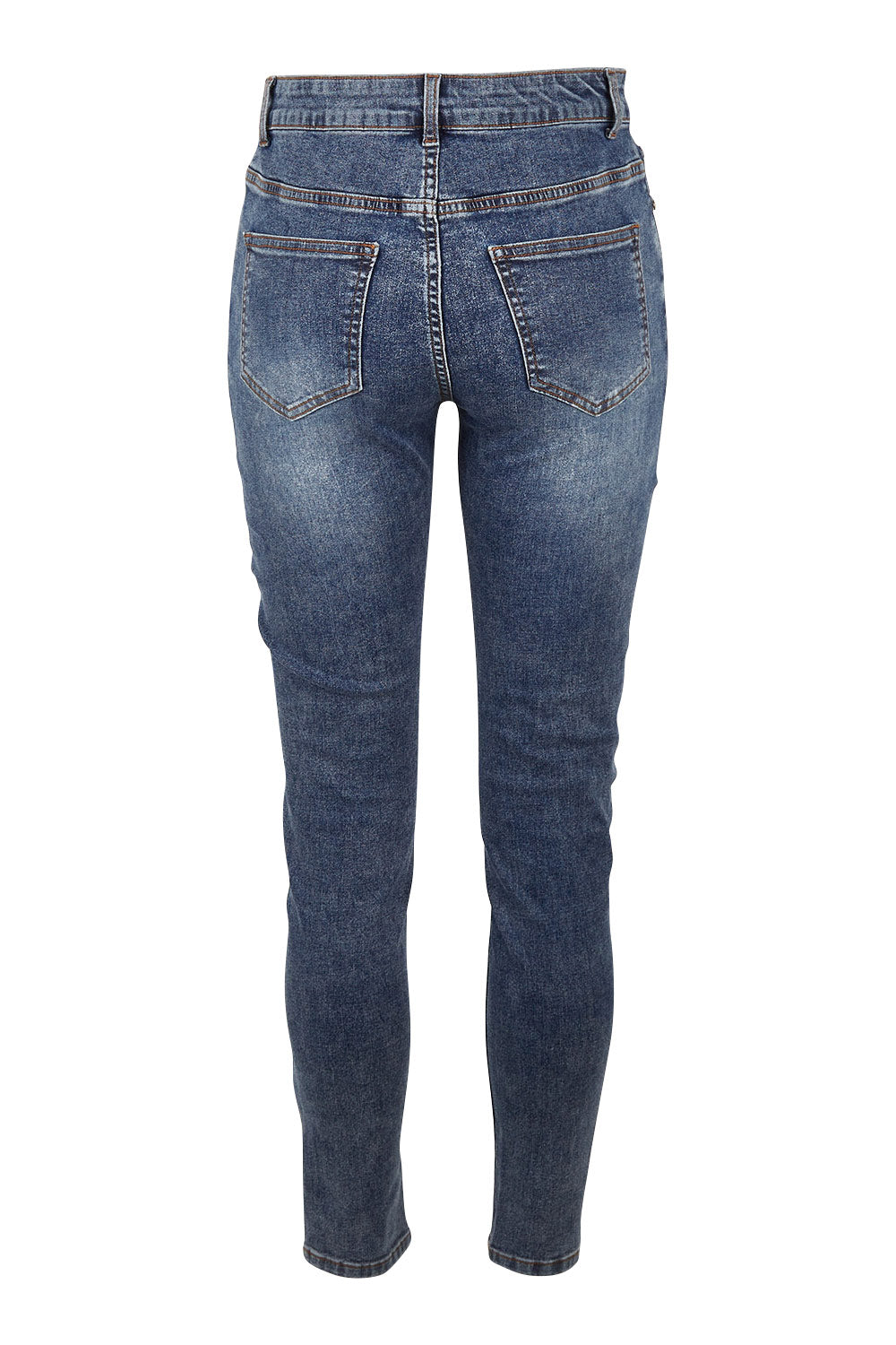 Product shot of The Mid Rise Skinny Jean in colour Washdenim (Blue), from the back