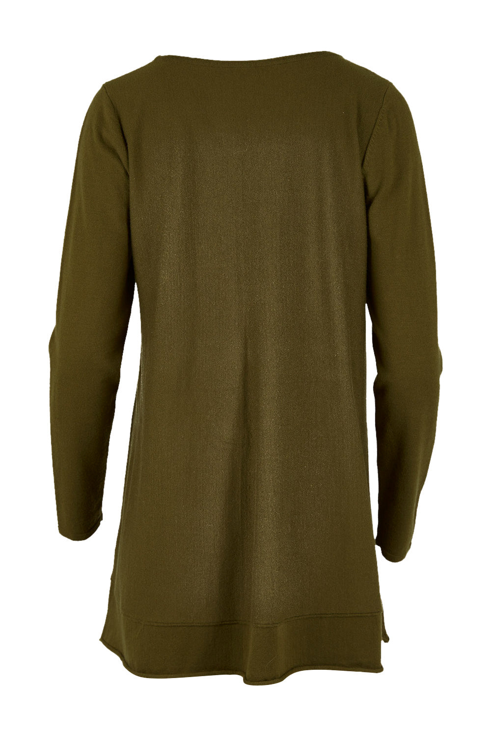 Product shot of The Swing Knit in colour Khaki (Green), from the back
