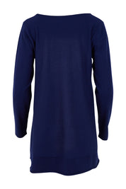 Product shot of The Swing Knit in colour Navy (Blue), from the back