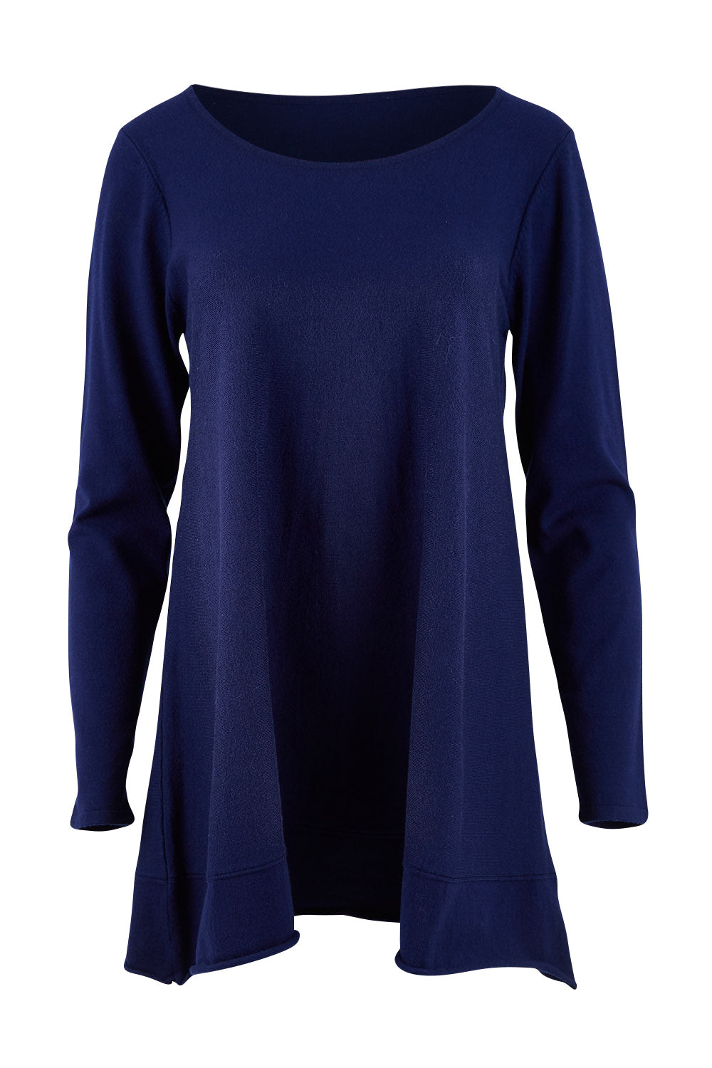 Product shot of The Swing Knit in colour Navy (Blue), from the front