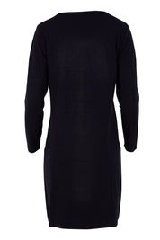 Product shot of The Pocket Detail Dress in colour Black (Black), from the back