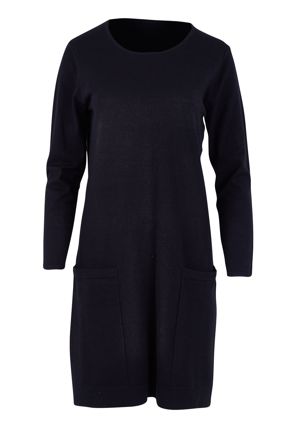 Product shot of The Pocket Detail Dress in colour Black (Black), from the front