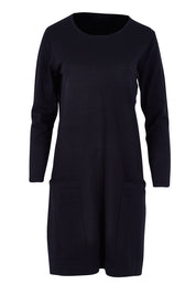 Product shot of The Pocket Detail Dress in colour Black (Black), from the front
