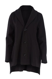 Product shot of The Button Up Ponte Jacket in colour Black (Black), from the front