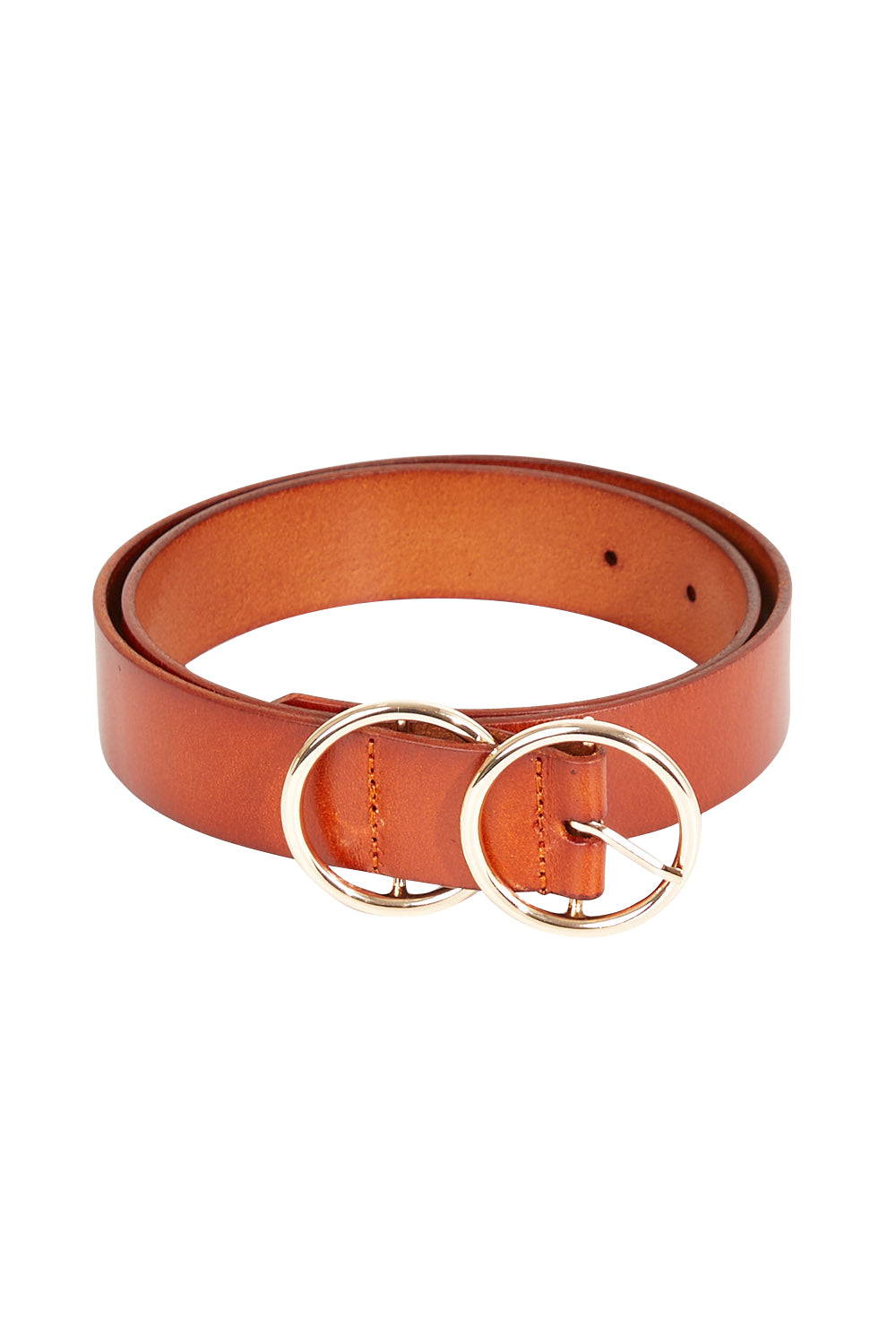 Product shot of The Townsville Genuine Leather Belt in colour Tan, from the front
