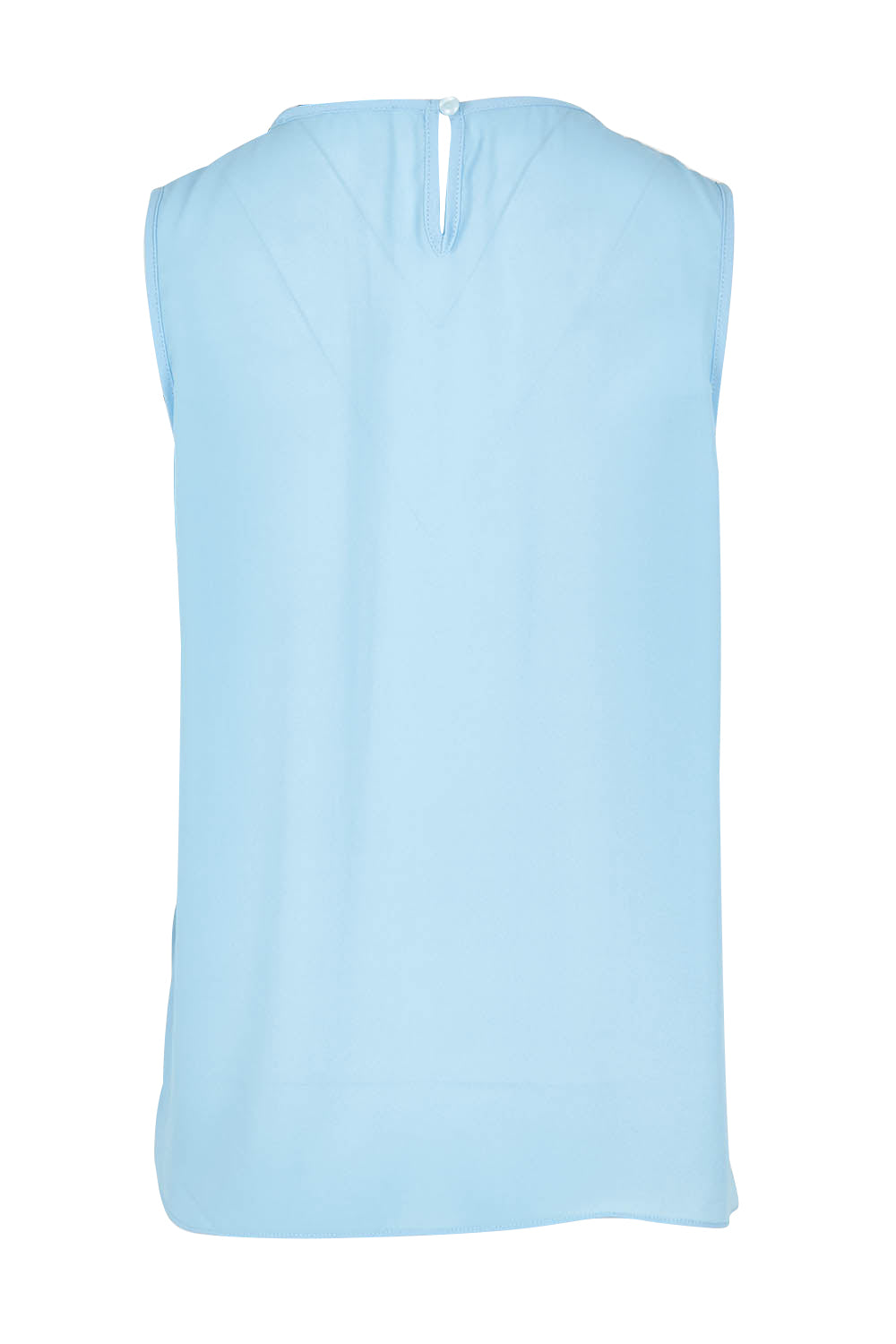 Product shot of The Asymmetrical Tank Top in colour Sky (Blue), from the back
