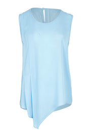 Product shot of The Asymmetrical Tank Top in colour Sky (Blue), from the front