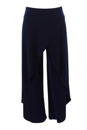 Product shot of The Cross Over Pant in colour Navy (Blue), from the front